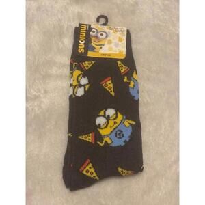 The Minions Illumination Universal Novelty Crew Socks Size 6.5-12